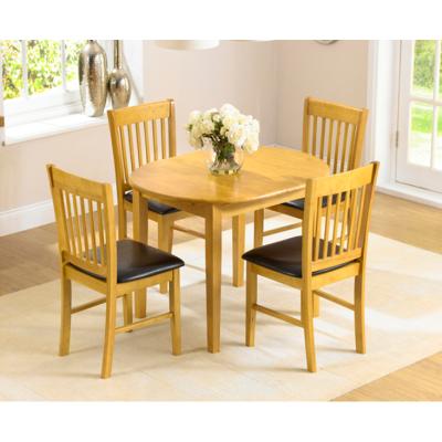Oak&More Amalfi Oak 107cm Extending Dining Table and Chairs - Brown, 2 Chairs