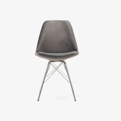 Oak&More Ex-display Set of FOUR Celine Grey Velvet Chrome Leg Dining Chairs