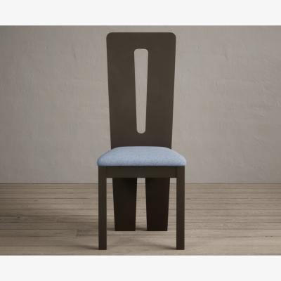 Oak&More Lucca Brown Dining Chairs with Sky Blue Fabric Seat Pad