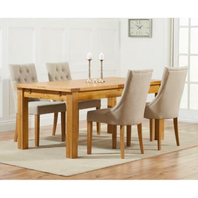 Oak&More Normandy 180cm Solid Oak Extending Dining Table with Pacific Fabric Chairs