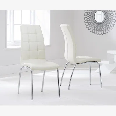 Oak&More Enzo Cream Faux Leather Dining Chairs