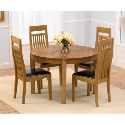 Oak&More Verona 110cm Solid Oak Round Dining Table with Monaco Chairs