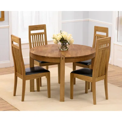 Oak&More Verona 110cm Solid Oak Round Dining Table with Monaco Chairs