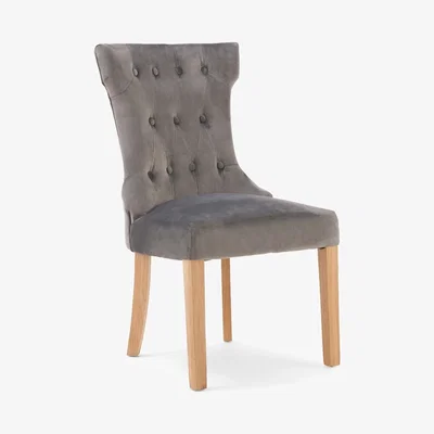Oak&More Camille Grey Velvet Dining Chairs - Grey, 2 Chairs
