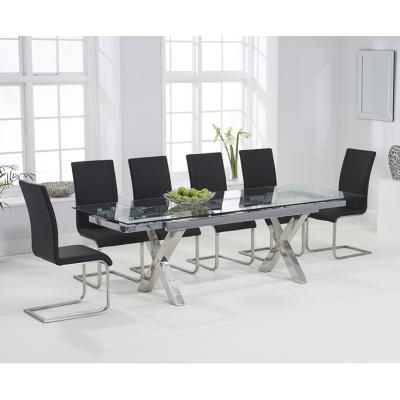 Oak&More Celeste 160cm Extending Glass Dining Table with Malaga Chairs