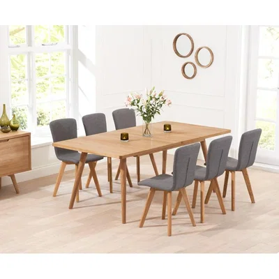 Oak&More Tivoli 150cm Retro Oak Extending Dining Table and Chairs