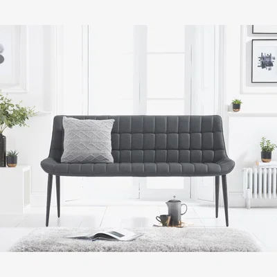 Oak&More Heidi Grey Faux Leather Bench