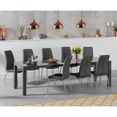 Oak&More Joseph Extending Dark Grey High Gloss Dining Table with Calgary Chairs