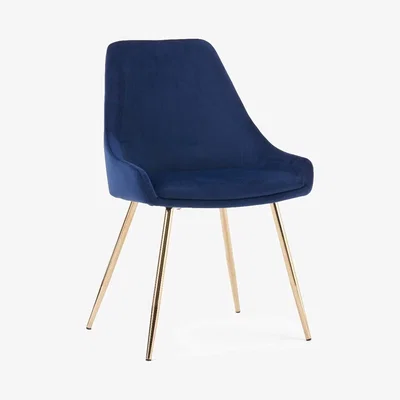 Oak&More Fern Blue Velvet Dining Chairs - Blue, 2 Chairs