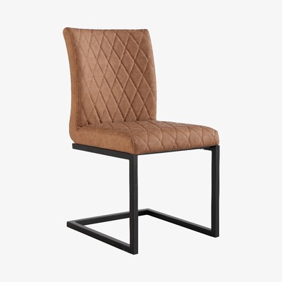 Oak&More Rey Tan Diamond Stitch Dining Chairs - Tan, 2 Chairs