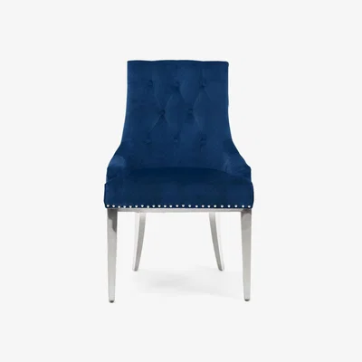 Oak&More Ex-display Set of FOUR Talia Blue Velvet Dining Chairs