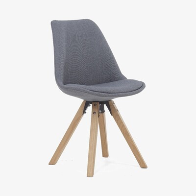 Oak&More Oscar Dark Grey Fabric Square Leg Dining Chairs