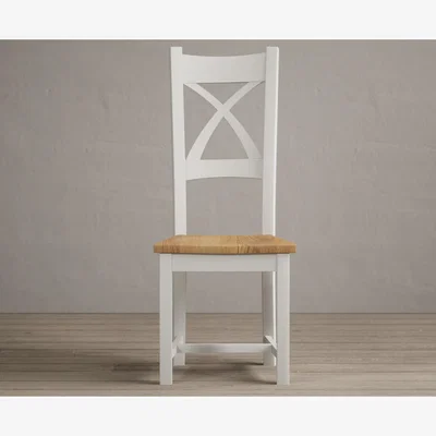 Oak&More Painted Chalk White X Back Dining Chairs with Oak Seat Pad