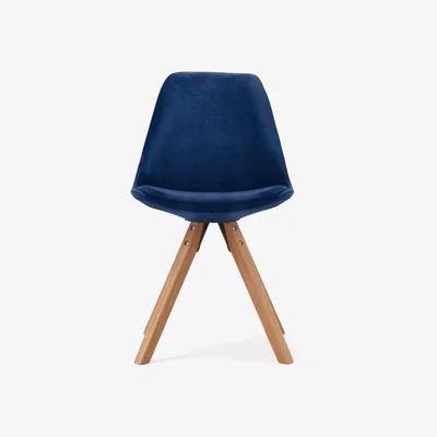Oak&More Oscar Blue Velvet Square Leg Dining Chairs - Blue, 2 Chairs