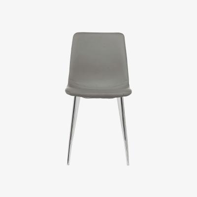 Oak&More Astrid Grey Faux Leather and Chrome Dining Chairs