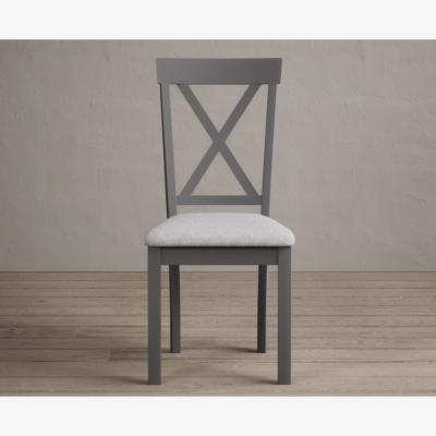 Oak&More Hertford Mid Grey Dining Chairs with Light Grey Fabric Seat Pad