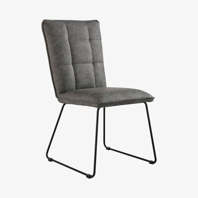 Oak&More Phoenix Grey Panel Back Chairs with Angled Legs - Grey, 2 Chairs