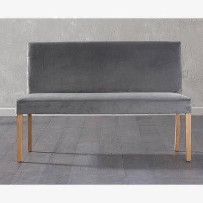 Oak&More Lila Large Velvet Grey Bench with Back