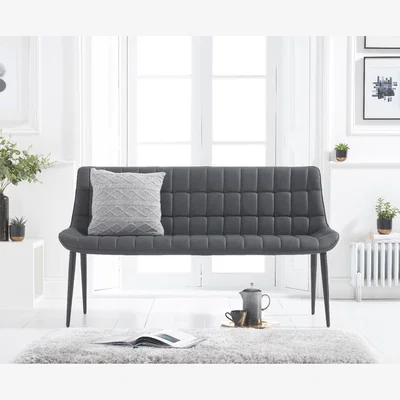 Oak&More Larson Grey Faux Leather Bench