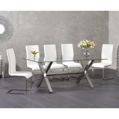Oak&More Renzo 200cm Glass Dining Table with Malaga Chairs