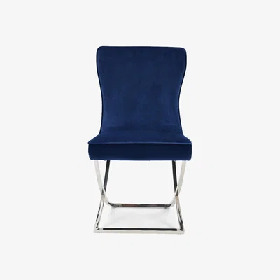 Oak&More Giovanni Blue Velvet Dining Chairs - Blue, 2 Chairs