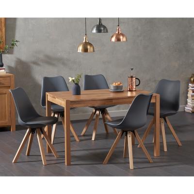 Oak&More Oxford 120cm Solid Oak Dining Table with Oscar Square Leg Faux Leather Chairs