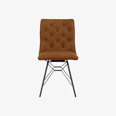 Oak&More Cairo Tan Studded Swivel Back Chairs with Metal Ornate Legs - Tan, 2 Chairs