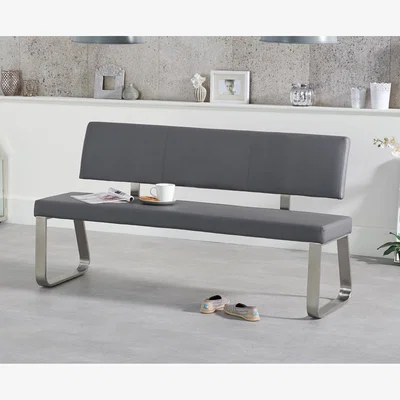 Oak&More Austin Large Grey Bench With Back
