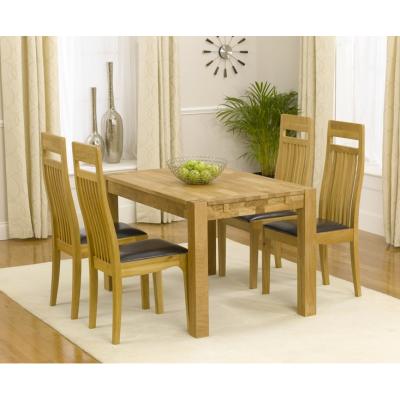 Oak&More Verona 120cm Solid Oak Extending Dining Table with Monaco Chairs