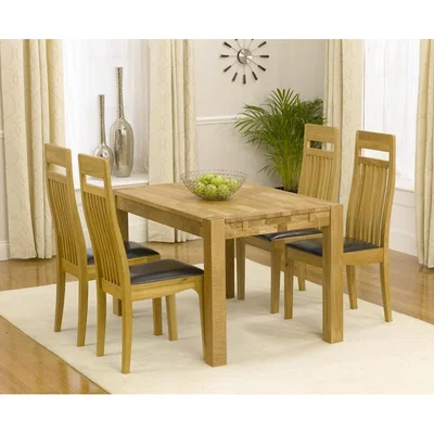 Oak&More Verona 120cm Solid Oak Extending Dining Table with Monaco Chairs