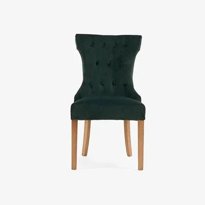 Oak&More Ex-display Set of TWO Camille Green Velvet Dining Chairs