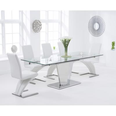 Oak&More Liberty 160cm Extending Glass Dining Table with Hampstead Z Chairs - Grey, 4 Chairs