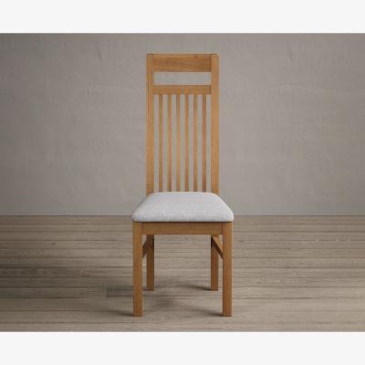 Oak&More Monroe Solid Oak Dining Chairs with Light Grey Fabric Seat Pad