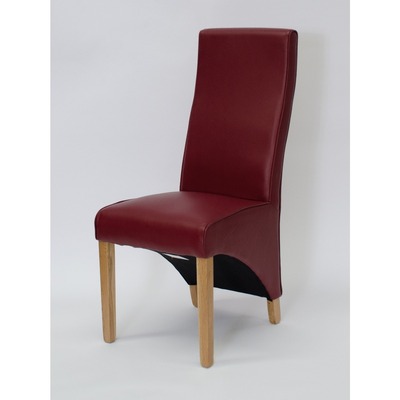 Oak&More Emperor Bonded Leather Red Wave Back Dining Chairs