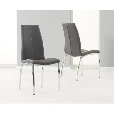 Oak&More Cavello Charcoal Grey Faux Leather Dining Chairs - Grey
