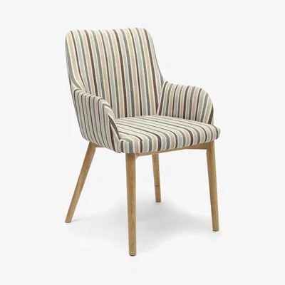 Oak&More Ludlow Duck Egg Blue Stripe Fabric Dining Chairs