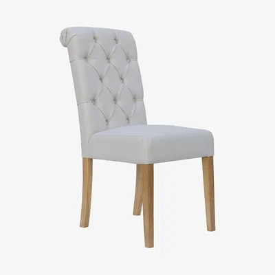Oak&More Alessi Natural Button Back Chairs - Natural, 2 Chairs