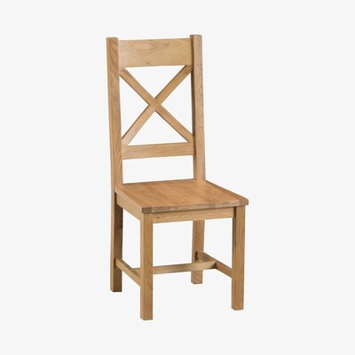 Oak&More Sydney Wooden Cross Back Dining Chairs - Oak, 2 Chairs