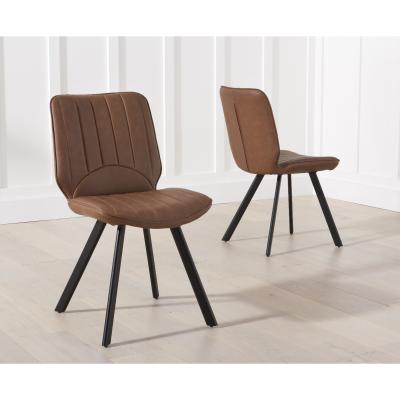 Oak&More Dexter Brown Faux Leather Dining Chairs - Brown