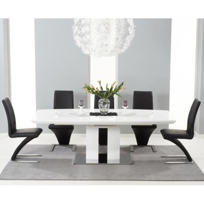 Oak&More Richmond 180cm White High Gloss Extending Dining Table with Hampstead Z Chairs