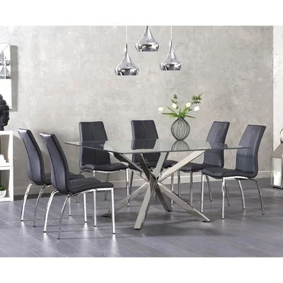 Oak&More Rio Square Glass Dining Table with Cavello Chairs