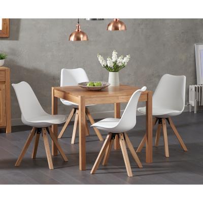 Oak&More Oxford 80cm Solid Oak Dining Table with Oscar Square Leg Faux Leather Chairs