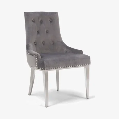 Oak&More Talia Grey Velvet Dining Chairs - Grey, 2 Chairs