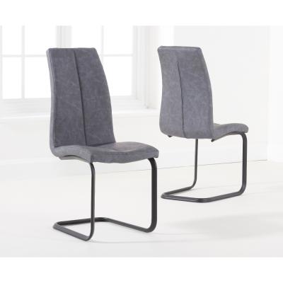 Oak&More Liza Grey Fabric Antique Hoop Leg Dining Chairs - Grey