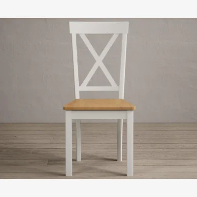 Oak&More Hertford Signal White Dining Chairs with Oak Seat Pad