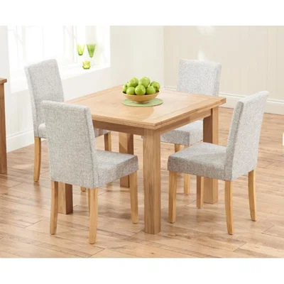 Oak&More Somerset 90cm Flip Top Oak Dining Table with Mia Fabric Chairs