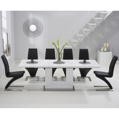 Oak&More Tula 160cm White High Gloss Extending Dining Table with Hampstead Z Chairs