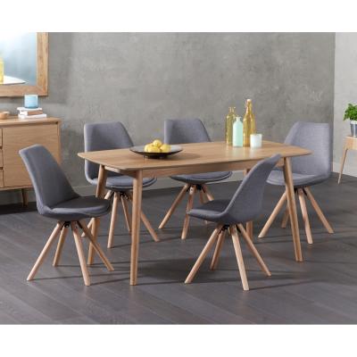 Oak&More Nordic 150cm Oak Dining Table with Oscar Fabric Round Leg Chairs
