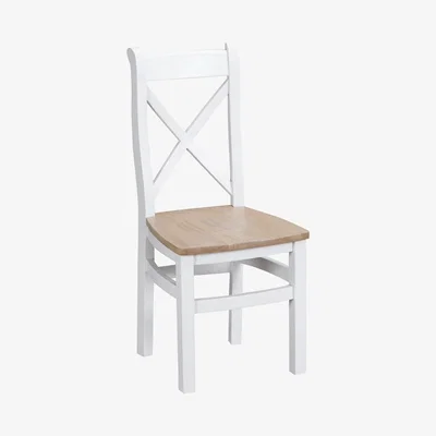 Oak&More Eden Oak and White Cross Back Dining Chairs - Oak and White, 2 Chairs