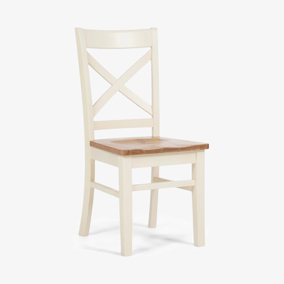 Oak&More Cavendish Solid Oak and Cream Dining Chairs